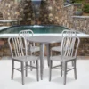 Chad Commercial Grade 30" Round Silver Metal Indoor-Outdoor Table Set With 4 Vertical Slat Back Chairs