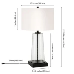 Dax 27.5" Tall Table Lamp With Fabric Shade In Seeded Glass/Blackened Bronze/White 11 Dax 27.5" Tall Table Lamp With Fabric Shade In Seeded Glass/Blackened Bronze/White -office furniture sale a14e5ac8ac8c5669b1225338437e655973