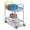 Safco Dual-Purpose Wire Mail And Filing Cart, Metal, 1 Shelf, 1 Bin, 26.75" X 18.75" X 38.5", Metallic Gray