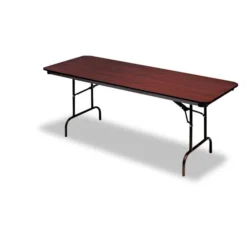 Iceberg OfficeWorks Commercial Wood-Laminate Folding Table, Rectangular Top, 96w X 30d X 29h, Mahogany
