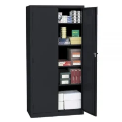 36"W Steel 5-Shelf Cabinet, Black