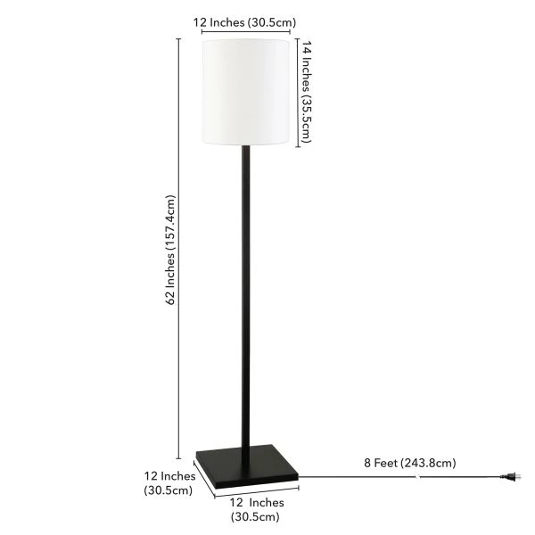 Braun Square Base Floor Lamp With Fabric Shade In Blackened Bronze/White 5 Braun Square Base Floor Lamp With Fabric Shade In Blackened Bronze/White - Image 5