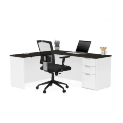 Bestar Pro-Concept Plus L-Desk In White & Deep Grey