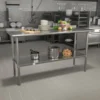 Reese Stainless Steel 18 Gauge Prep And Work Table With 1.5" Backsplash And Undershelf - NSF Certified - 60"W X 24"D X 36"H