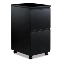 Alera File Pedestal With Full-Length Pull, Left Or Right, 2 Legal/Letter-Size File Drawers, Black, 14.96" X 19.29" X 27.75"