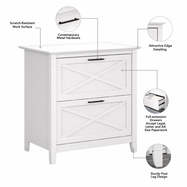 Bush Furniture Key West 2 Drawer Lateral File Cabinet In Pure White Oak 5 Bush Furniture Key West 2 Drawer Lateral File Cabinet In Pure White Oak - Image 5
