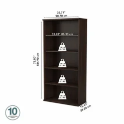 Bush Business Furniture Hybrid Tall 5 Shelf Bookcase In Black Walnut 9 Bush Business Furniture Hybrid Tall 5 Shelf Bookcase In Black Walnut -office furniture sale a399edc447fb72961ef20f564ceb79ddc5