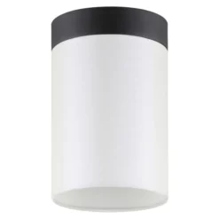 Piper 6" Flush Mount With Fabric Shade In Blackened Bronze/White