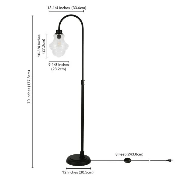 Sara 70" Tall Floor Lamp With Glass Shade In Blackened Bronze/Seeded 6 Sara 70" Tall Floor Lamp With Glass Shade In Blackened Bronze/Seeded - Image 6