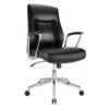 Modern Comfort Delagio Bonded Leather Mid-Back Manager's Chair, Black/Silver