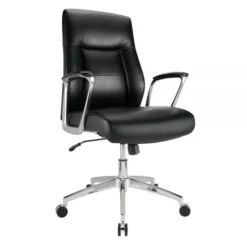 Modern Comfort Delagio Bonded Leather Mid-Back Manager's Chair, Black/Silver