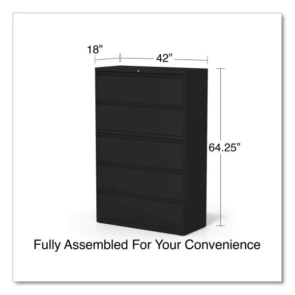 Alera Lateral File, 5 Legal/Letter/A4/A5-Size File Drawers, Black, 42" X 18.63" X 67.63" 2 Alera Lateral File, 5 Legal/Letter/A4/A5-Size File Drawers, Black, 42" X 18.63" X 67.63" - Image 2