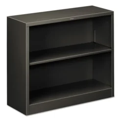 HON Metal Bookcase, Two-Shelf, 34.5w X 12.63d X 29h, Charcoal