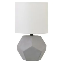 Carver 12.5" Tall Mini Lamp With Fabric Shade In Concrete/White
