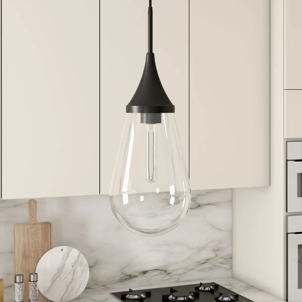 Ambrose 8.63" Wide Pendant With Glass Shade In Blackened Bronze/Clear 2 Ambrose 8.63" Wide Pendant With Glass Shade In Blackened Bronze/Clear - Image 2