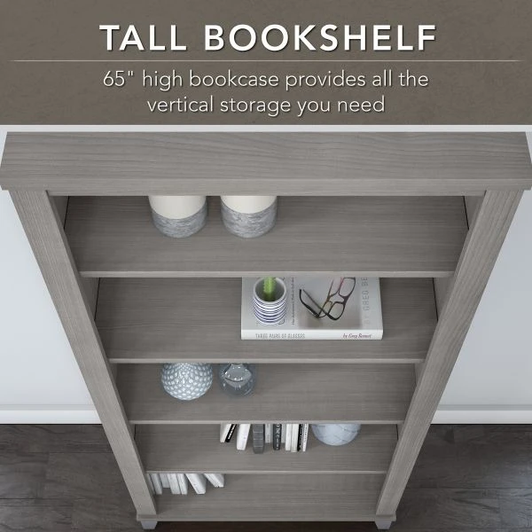 Bush Furniture Somerset Tall 5 Shelf Bookcase In Platinum Gray 3 Bush Furniture Somerset Tall 5 Shelf Bookcase In Platinum Gray - Image 3