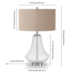 Lagos 23" Tall Table Lamp With Fabric Shade In Seeded Glass/Polished Nickel/Flax -office furniture sale a5c34981dbf70ce7b4ac2e518702f7b8d9