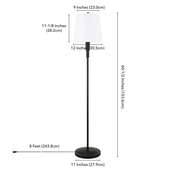 Emerson 60" Tall Floor Lamp With Fabric Shade In Blackened Bronze/White 3 Emerson 60" Tall Floor Lamp With Fabric Shade In Blackened Bronze/White - Image 3