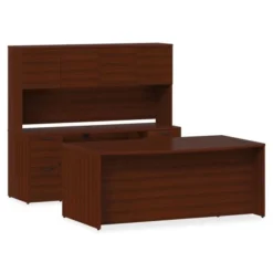 Lorell Prominence 2.0 Mahogany Laminate Double-Pedestal Desk - 5-Drawer -office furniture sale a5d62d287b55803c3cf6026388ab5b963d