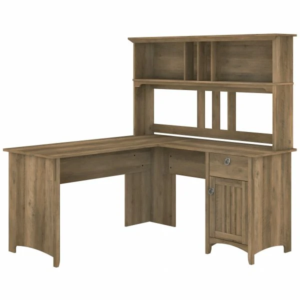 Bush Furniture Salinas 60W L Shaped Desk With Hutch In Reclaimed Pine 1 Bush Furniture Salinas 60W L Shaped Desk With Hutch In Reclaimed Pine