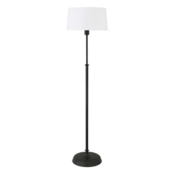 Derek 60.75" Tall Floor Lamp With Fabric Shade In Blackened Bronze/White