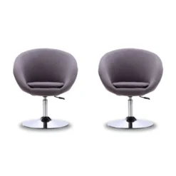 Hopper Swivel Adjustable Height Chair In Grey And Polished Chrome (Set Of 2)