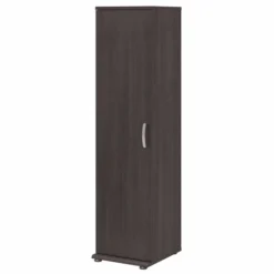 Bush Business Furniture Universal Tall Narrow Storage Cabinet With Door And Shelves In Storm Gray