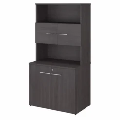 Bush Business Furniture Office 500 36W Tall Storage Cabinet With Doors And Shelves In Storm Gray