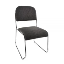 Sled-Base Padded Fabric Seat, Fabric Back Stacking Chair 22" Seat Width, Black Seat/Chrome Frame, Quantity: 1