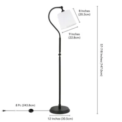 Harland Arc Floor Lamp With Fabric Shade In Blackened Bronze/White -office furniture sale a6be0f93f9c81cce77ab6874b96282fee4