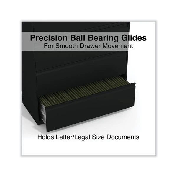 Alera Lateral File, 4 Legal/Letter-Size File Drawers, Black, 42" X 18.63" X 52.5" 5 Alera Lateral File, 4 Legal/Letter-Size File Drawers, Black, 42" X 18.63" X 52.5" - Image 5