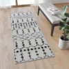 Beth Geometric Bohemian Low Pile Rug - 2'x6' - Ivory/Black