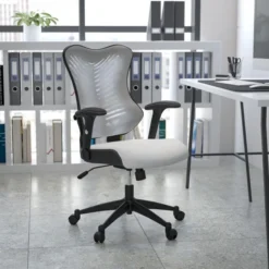 Kale High Back Designer White Mesh Executive Swivel Ergonomic Office Chair With Adjustable Arms