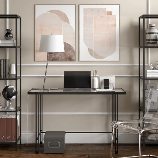 Markos 28.5" Tall Tilted Table Lamp With Fabric Shade In Brushed Nickel/White 2 Markos 28.5" Tall Tilted Table Lamp With Fabric Shade In Brushed Nickel/White - Image 2