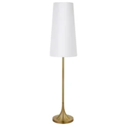 Yana 60" Tall Floor Lamp With Fabric Shade In Brass/White