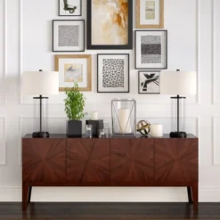 Rowan 28" Tall Table Lamp With Fabric Shade In Blackened Bronze/White -office furniture sale a856699a953905823b17dd5ab47e4ffabd