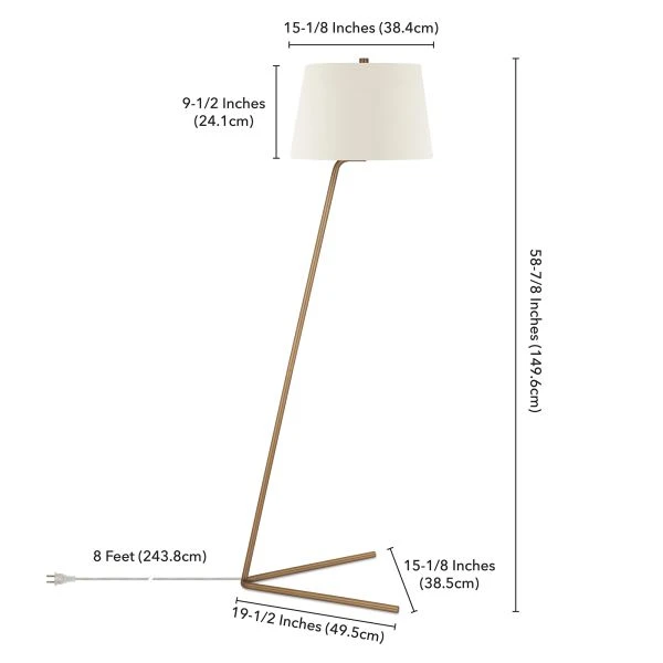 Markos Tilted Floor Lamp With Fabric Shade In Brass/White 5 Markos Tilted Floor Lamp With Fabric Shade In Brass/White - Image 5