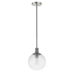 Walker 9" Wide Pendant With Glass Shade In Brushed Nickel /Seeded