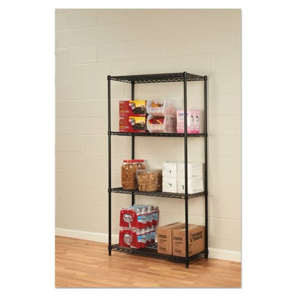 Alera NSF Certified Industrial Four-Shelf Wire Shelving Kit, 36w X 18d X 72h, Black 6 Alera NSF Certified Industrial Four-Shelf Wire Shelving Kit, 36w X 18d X 72h, Black - Image 6