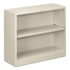 HON Metal Bookcase, Two-Shelf, 34.5w X 12.63d X 29h, Light Gray