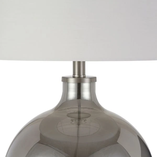 Laelia 24.75" Tall Table Lamp With Fabric Shade In Chrome Glass/White 6 Laelia 24.75" Tall Table Lamp With Fabric Shade In Chrome Glass/White - Image 6