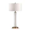 Harlow 29" Tall Table Lamp With Fabric Shade In Clear Glass/Brass/White