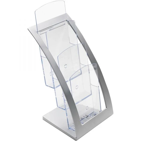 Deflecto 3-Tier Literature Holder, Leaflet Size, 6.75w X 6.94d X 13.31h, Silver 4 Deflecto 3-Tier Literature Holder, Leaflet Size, 6.75w X 6.94d X 13.31h, Silver - Image 4