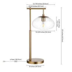 Blume 25" Tall Arc Table Lamp With Glass Shade In Brushed Brass/Seeded -office furniture sale ab633a0d13d61be869a40668aff6834a90