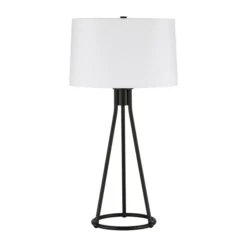 Nova 28" Tall Table Lamp With Fabric Shade In Blackened Bronze/White