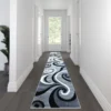 Athos Collection 3' X 16' Gray Abstract Area Rug - Olefin Rug With Jute Backing - Hallway, Entryway, Or Bedroom