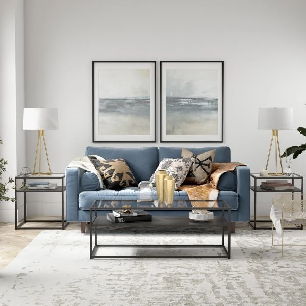 Nova 28" Tall Table Lamp With Fabric Shade In Brass/White 4 Nova 28" Tall Table Lamp With Fabric Shade In Brass/White - Image 4