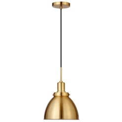 Madison 12" Wide Pendant With Metal Shade In Brass/Brass