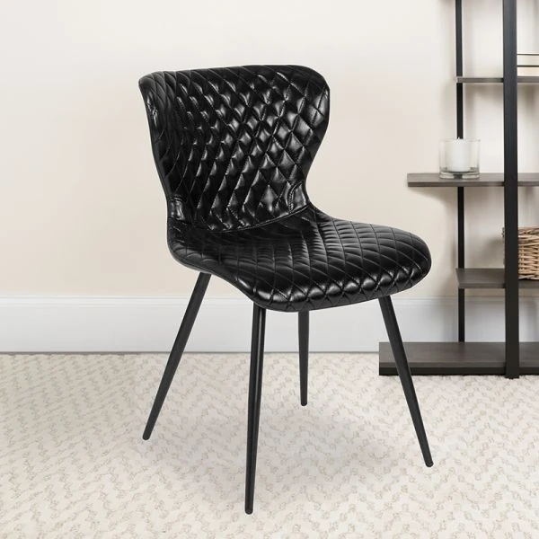 Bristol Contemporary Upholstered Chair In Black Vinyl 2 Bristol Contemporary Upholstered Chair In Black Vinyl - Image 2