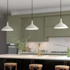 Barton 14" Wide Pendant With Metal Shade In Pearled White/Brass/Pearled White -office furniture sale aca9ae2330585dce60946f97d10349f185